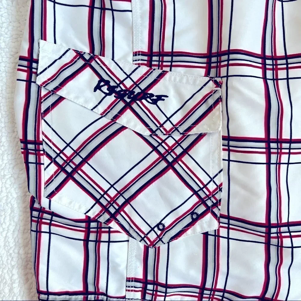 RS Surf Swim Trunks White/Red/Grey/Black Men’s Size 34